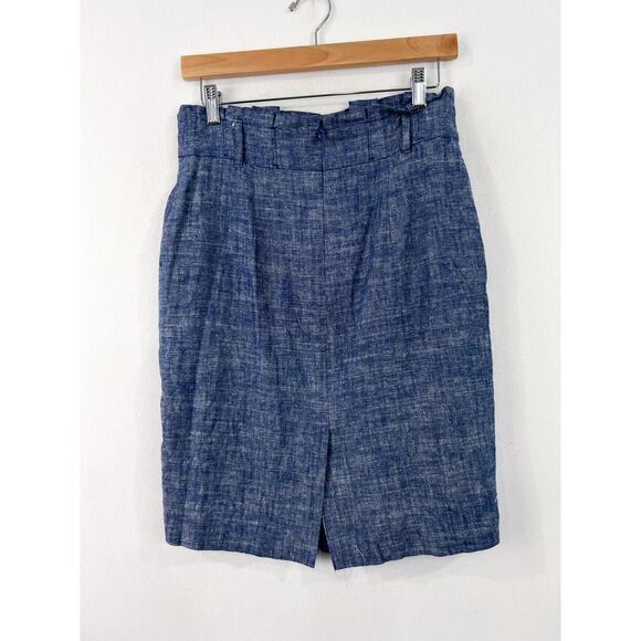 Ann Taylor Linen Blend Knee Length Skirt 4 Petite Corpcore Professional Pleated - Picture 3 of 7